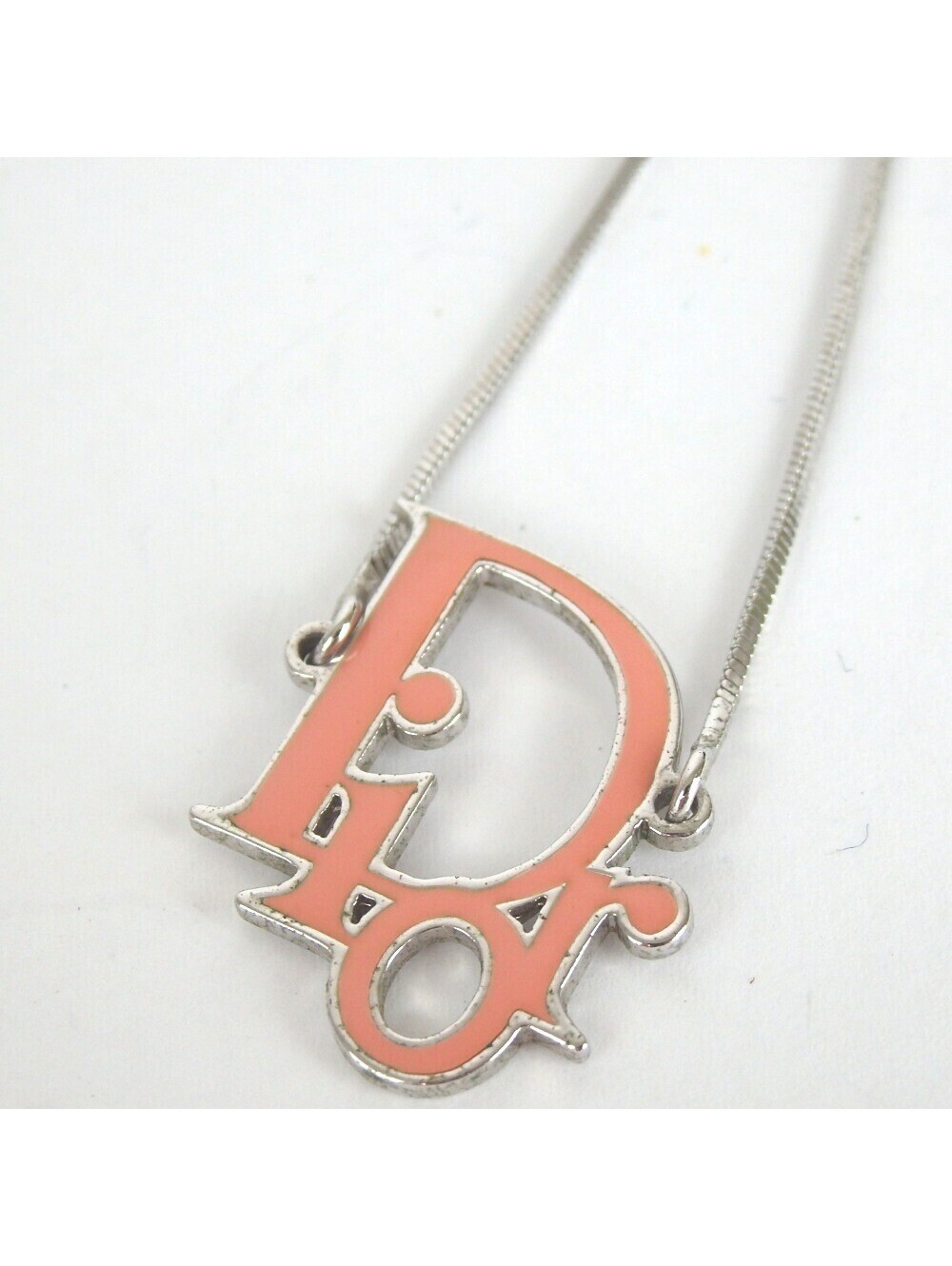 Authentic Christian Dior logo Necklace metal[Used]